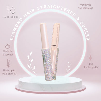 Diamond Wireless Hair Straightener & Curler